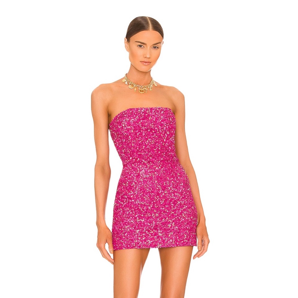 Retrofete Heather Dress, Hot Pink Sequins Revolve Mini Dress